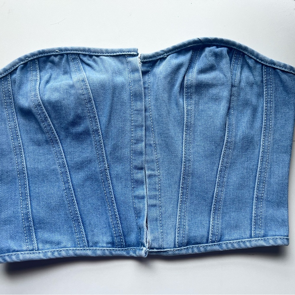 PrettyLittleThing Light Blue Denim Corset
